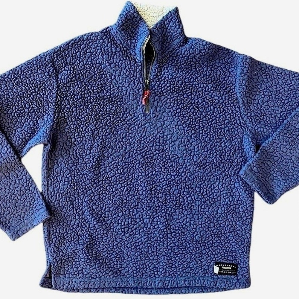 Southern Marsh Mens Blue Sherpa Fleece Quarter Zip Pullover Small VSGE325-0616